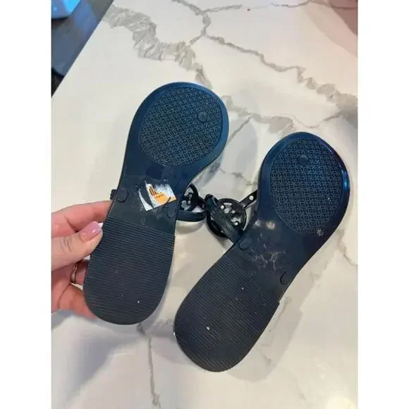 Tory Burch mini miller blue‎ flip flops size 9 - Picture 4 of 4